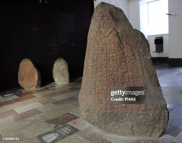 Art. Germanic. Viking Age. Northern Europe. Runestone. Dedicated to their ancestors. National Museum of Denmark.