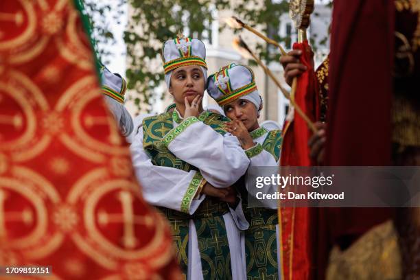 Members of the Ethiopian community take part in a joint celebration of Meskel, and the restitution of a sacred Tabot at the Ethiopian Orthodox Church...