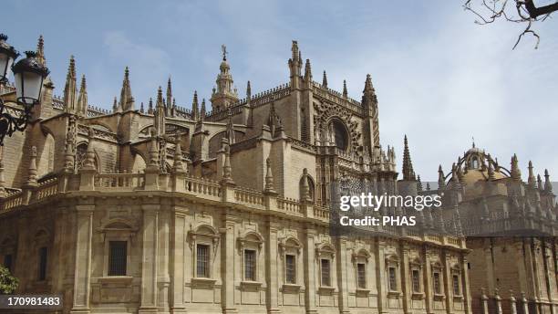 Spain. Andalusia. Seville. Gothic Cathedral of Saint Mary of the See built between 1401-1507.