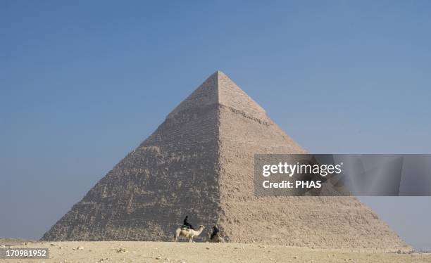 Egypt. Pyramids of Giza. The Pyramid of Khafre, also known as the Pyramid of Chephren. Tomb of the fourth-dynasty pharaoh Khafre . 26th century B.C....