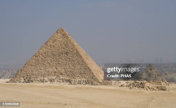 Egypt. The Great Pyramid of Giza called Pyramid of Menkaure. The smallest of the three Pyramids of Giza. Tomb of the fourth-dynasty pharaoh Menkaure....