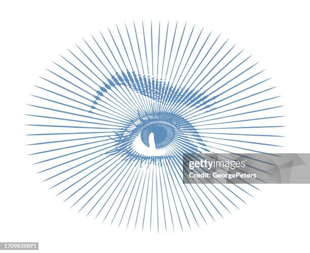third eye with light beams - digital marketing woman stock illustrations