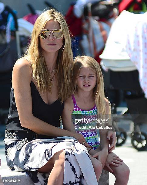 Heidi Klum and Helene Boshoven Samuel are seen in Tribeca Hudson River Park on June 20, 2013 in New York City.