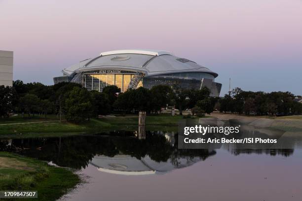 General view of AT&T Stadium before a game between University of Arkansas Razorbacks and Texas A&M Aggies at AT&T Stadium on September 30, 2023 in...