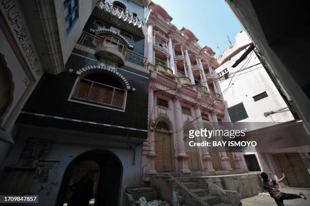 Colourful buildings are pictured in the old town section of Multan on March 17, 2012. Multan, one of the oldest cities in the Asian subcontinent and...