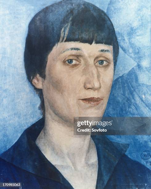 Portrait of russian poet anna akhmatova by petrov-vodkin, 1922.