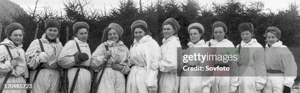 World war 2, decorated women snipers of the third byelorussian front, junior sergeant m, rozhkova, senior sergeant r, shanina, jr, sergeants o,...
