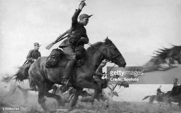 Red army cavalry charge, september 1941, world war ll.