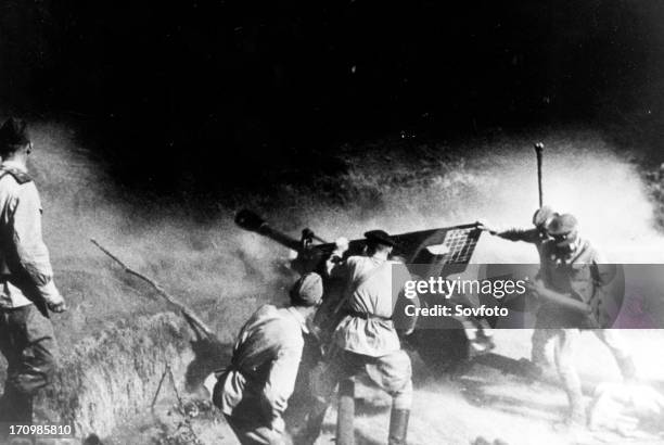 Soviet artillery battery in the northern caucasus, 1943.