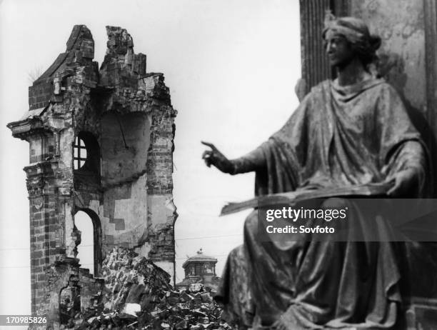 The ruins of the frauenkirche in dresden, germany after the relentless bombing in 1945 during world war 2.