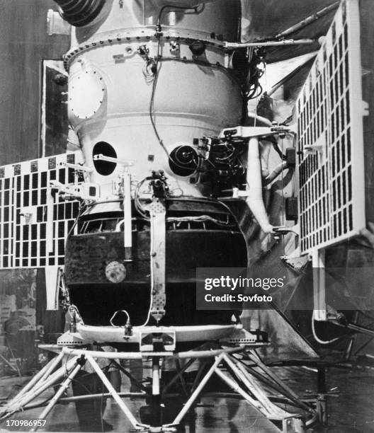Soviet space probe, venera 4 , with landing package attached, the probe soft landed on venus on october 18th, 1967.