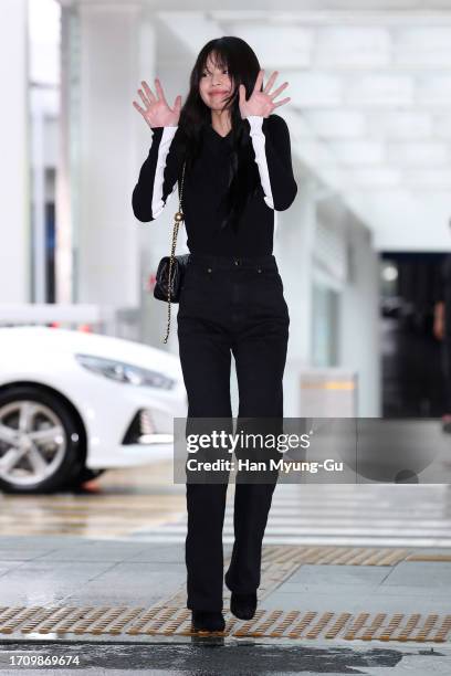 Jennie of South Korean girl group BLACKPINK is seen on departure at Incheon International Airport on September 30, 2023 in Incheon, South Korea.