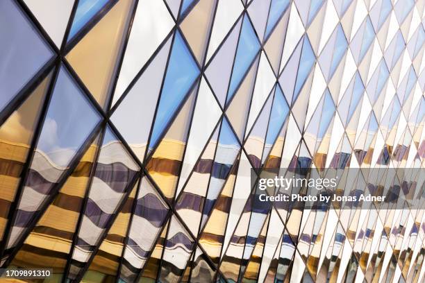 glass facade with reflections - solna stock pictures, royalty-free photos & images