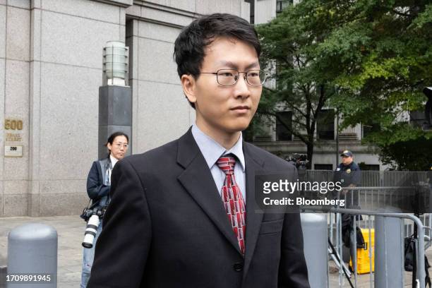 Gary Wang, co-founder and former chief technology officer of FTX Cryptocurrency Derivatives Exchange, exits court in New York, US, on Friday, Oct. 6,...