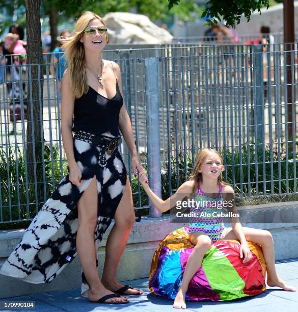 Heidi Klum and Helene Boshoven Samuel are seen in Tribeca Hudson River Park on June 20, 2013 in New York City.