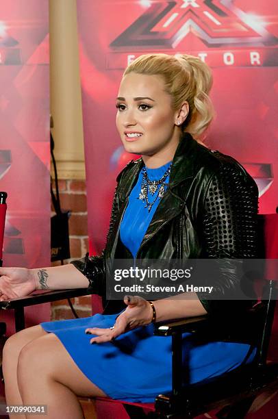 Demi Lovato attends the "The X Factor" Judges press conference at Nassau Veterans Memorial Coliseum on June 20, 2013 in Uniondale, New York.