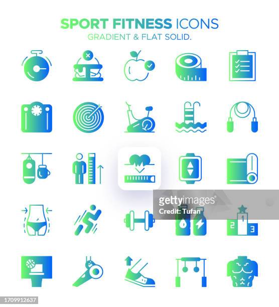ilustraciones, imágenes clip art, dibujos animados e iconos de stock de sport fitness icon set - 25 iconos para estilos de vida activos y ejercicio - alimentación consciente