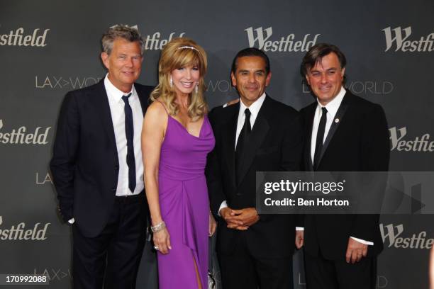Musician David Foster, TV host Leeza Gibbons, mayor Antonio Villaraigosa, and CEO Peter Lowy attends the Los Angeles World Airports and Westfield...