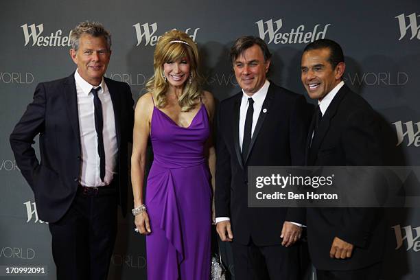 Musician David Foster, TV host Leeza Gibbons, CEO Peter Lowy and mayor Antonio Villaraigosa, attend the Los Angeles World Airports and Westfield...