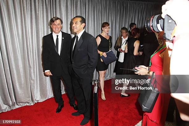 Peter Lowy and mayor Antonio Villaraigosa attends the Los Angeles World Airports and Westfield present grand opening of the new Tom Bradley...