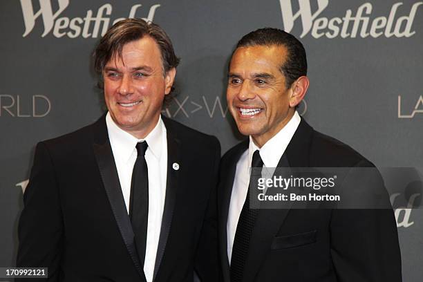 Peter Lowy and mayor Antonio Villaraigosa attends the Los Angeles World Airports and Westfield present grand opening of the new Tom Bradley...