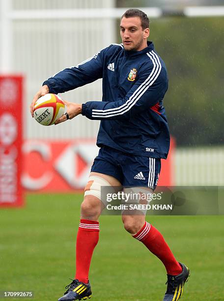 British and Irish Lions player Sam Warburton attends a team training session during the captain's run in Brisbane on June 21, 2013. The Lions will...