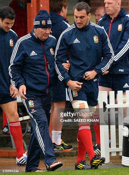 British and Irish Lions player Sam Warburton attends a team training session during the captain's run in Brisbane on June 21, 2013. The Lions will...