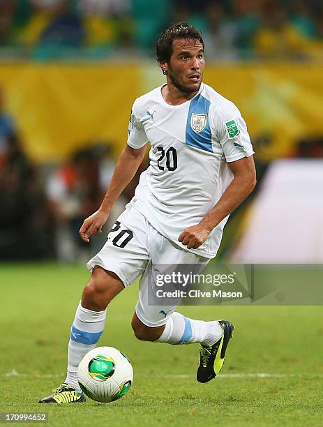 Alvaro Gonzalez of Uruguay in action during the FIFA Confederations Cup Brazil 2013 Group B match between Nigeria and Uruguay at Estadio Octavio...