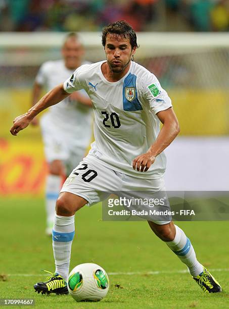 Alvaro Gonzalez of Uruguay in action during the FIFA Confederations Cup Brazil 2013 Group B match between Nigeria and Uruguay at Estadio Octavio...