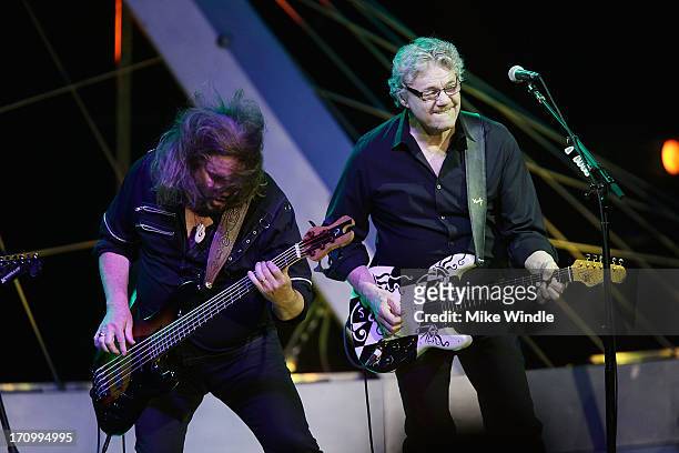 Kenny Lee Lewis and Steve Miller of Steve Miller Band perform on stage at The Greek Theatre on June 20, 2013 in Los Angeles, California.