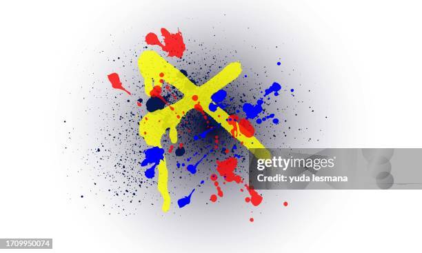 colorful abstract grunge texture background design - yellow paint explosion stock illustrations