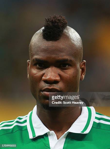 Brown Ideye of Nigeria looks on prior to the FIFA Confederations Cup Brazil 2013 Group B match between Nigeria and Uruguay at Estadio Octavio...