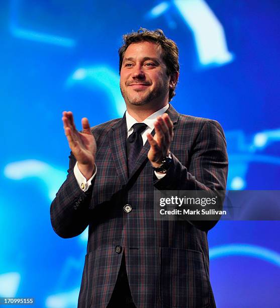 Jonathan Block-Verk, President and CEO of PromaxBDA Global International onstage during the PromaxBDA Promotion, Marketing And Design Awards Show at...