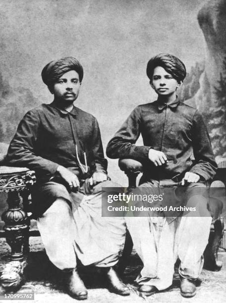 Mahatma Gandhi with his brother, Laxmidas Gandhi, India, 1886.