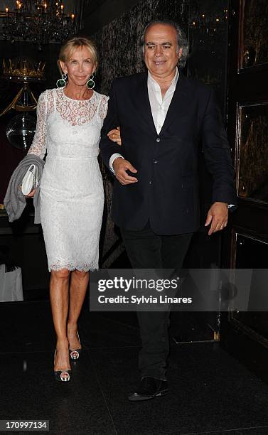 Trudie Styler and Dave Benett leaving Cafe de Paris Club on June 20, 2013 in London, England.