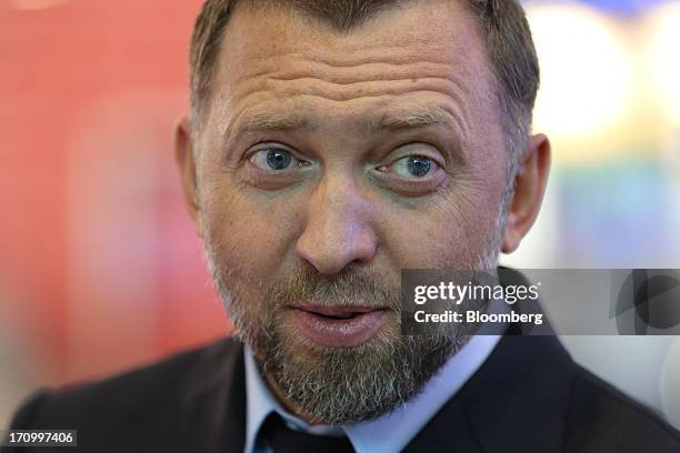 Oleg Deripaska, Russian billionaire and chief executive officer of United Co. Rusal, pauses on the opening day of the St. Petersburg International...