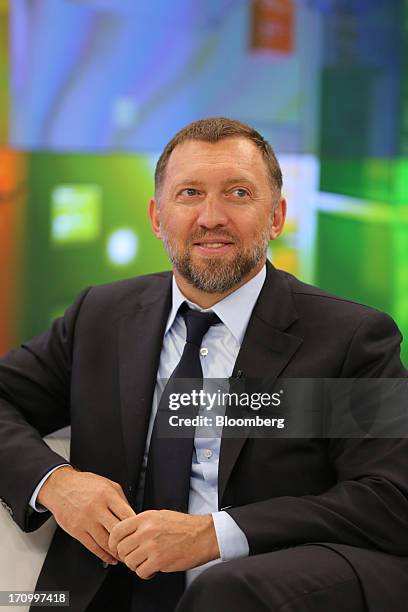 Oleg Deripaska, Russian billionaire and chief executive officer of United Co. Rusal, pauses on the opening day of the St. Petersburg International...