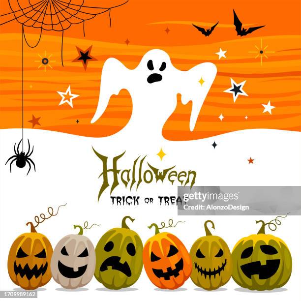 illustrations, cliparts, dessins animés et icônes de affiche d’halloween. astuce ou traiteurs. - costume de déguisement