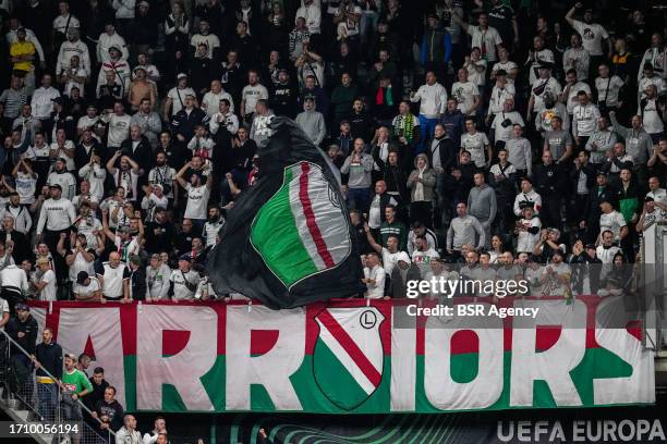 Fans of Legia Warszawa during the UEFA Europa Conference League groupstage match between AZ and Legia Warszawa at AFAS Stadion on October 5, 2023 in...