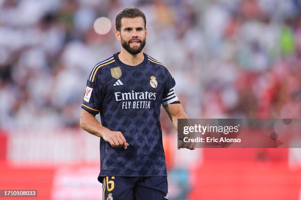 Nacho Fernandez of Real Madrid looks on during the LaLiga EA Sports match between Girona FC and Real Madrid CF at Montilivi Stadium on September 30,...