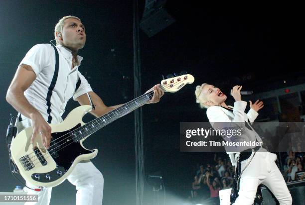 Tony Kanal and Gwen Stefani of No Doubt perform at Save Mart Center on May 19, 2009 in Fresno, California.