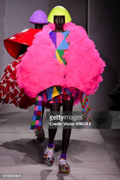 Model walks the runway during the Comme des Garcons Ready to Wear Spring/Summer 2024 fashion show as part of the Paris Fashion Week on September 30,...