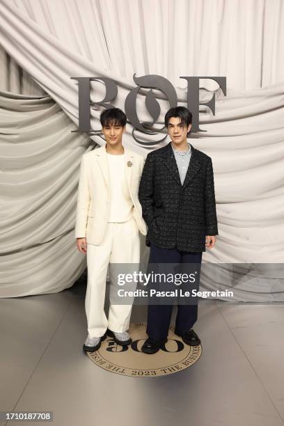 Nattawin Wattanagitiphat and Mile Phakphum Romsaithong attend the #BoF500 Gala during Paris Fashion Week at Shangri-La Hotel Paris on September 30,...