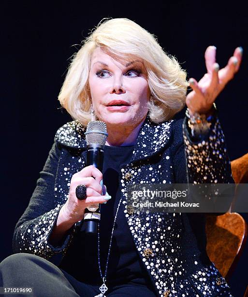 Personality Joan Rivers performs onstage at An Evening With Joan Rivers at American Jewish University on June 20, 2013 in Los Angeles, California.