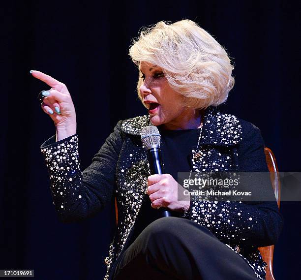 Personality Joan Rivers performs onstage at An Evening With Joan Rivers at American Jewish University on June 20, 2013 in Los Angeles, California.