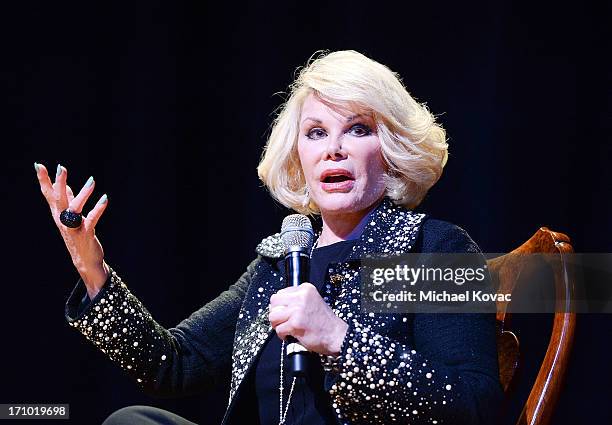 Personality Joan Rivers performs onstage at An Evening With Joan Rivers at American Jewish University on June 20, 2013 in Los Angeles, California.