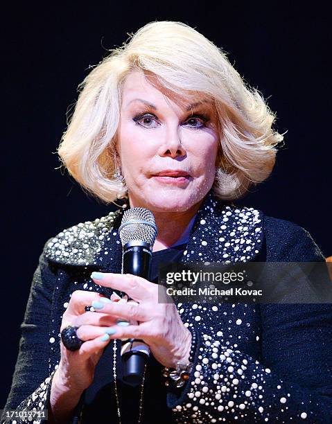 Personality Joan Rivers performs onstage at An Evening With Joan Rivers at American Jewish University on June 20, 2013 in Los Angeles, California.