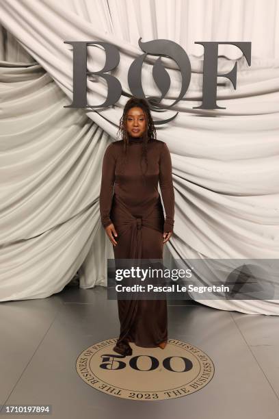 Lindsay Peoples Wagner attends the #BoF500 Gala during Paris Fashion Week at Shangri-La Hotel Paris on September 30, 2023 in Paris, France.