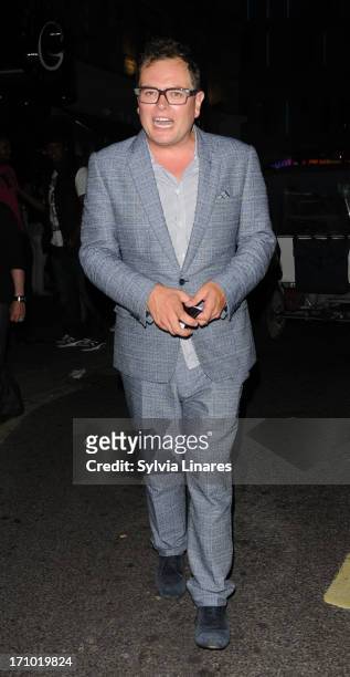Alan Carr leaving Cafe de Paris Club on June 20, 2013 in London, England.