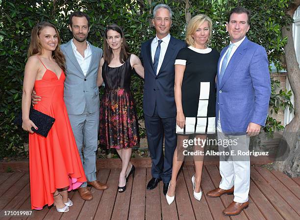 Actress Natalie Portman, choreographer Benjamin Millepied, Catharine Soros, Jeffrey Soros, Sutton Stracke and Christian Stracke attend Benjamin...